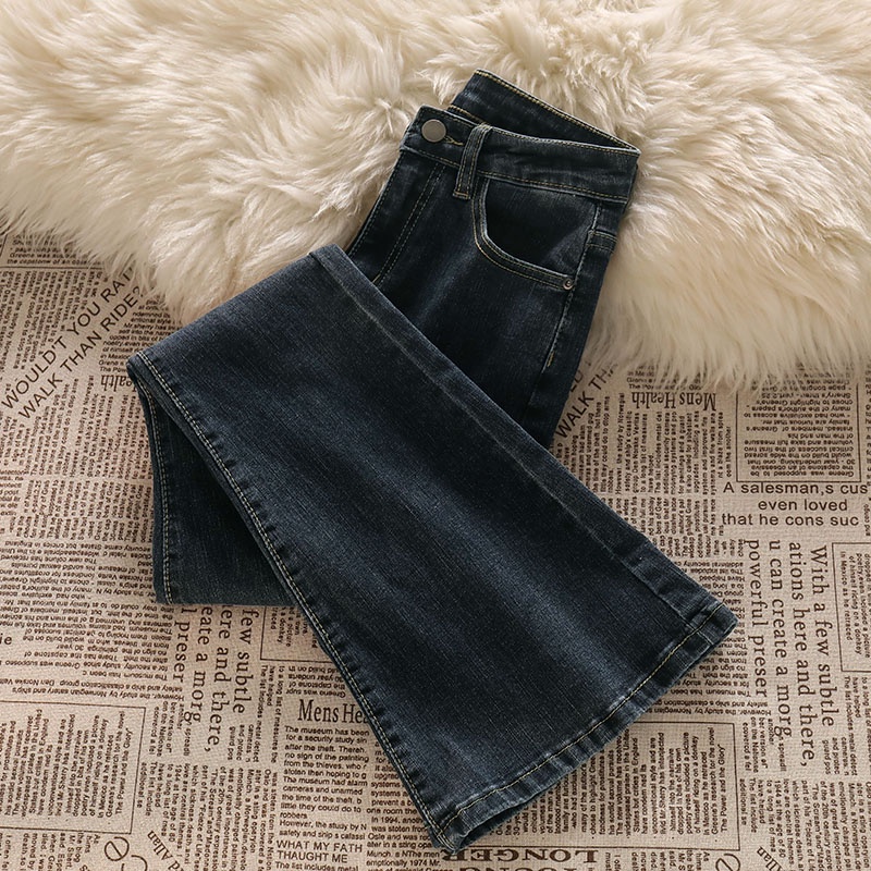 Kelabu hitam Cutbray Jeans / Highwaist Skinny Celana Jeans Wanita (realpict)