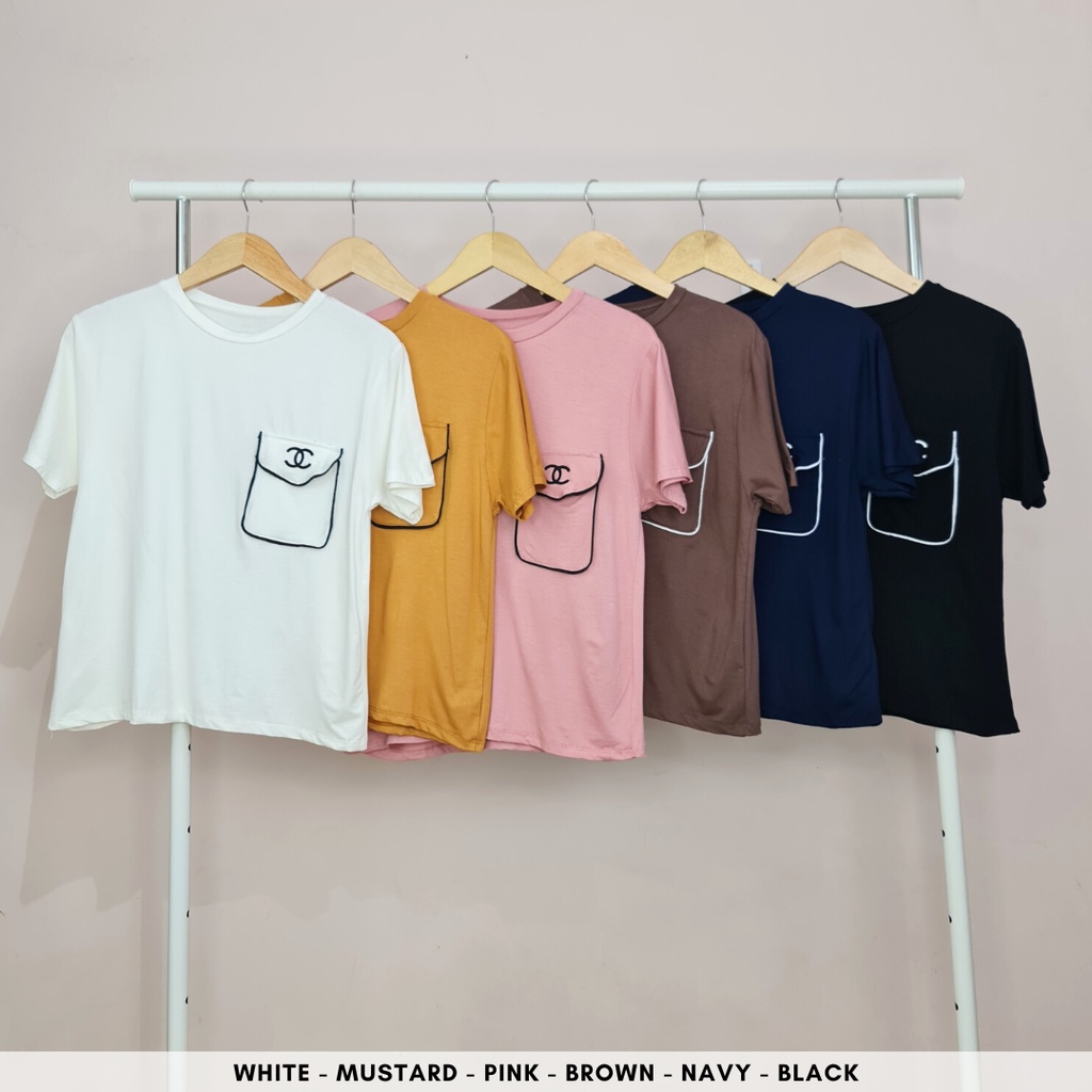 4805 chiniel pocket everyday basic kaos atasan