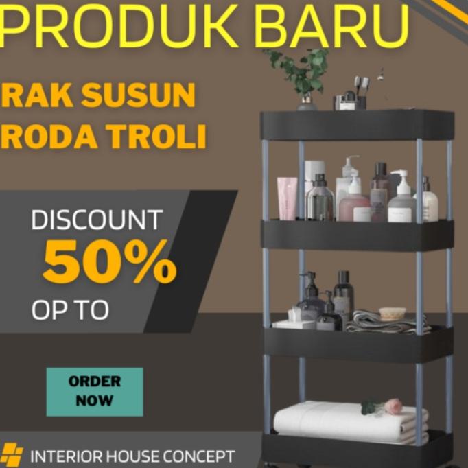 Rak Roda Susun Rak Dapur Troli Susun Tingkat Serbaguna Rak Roda Susun [Cod]