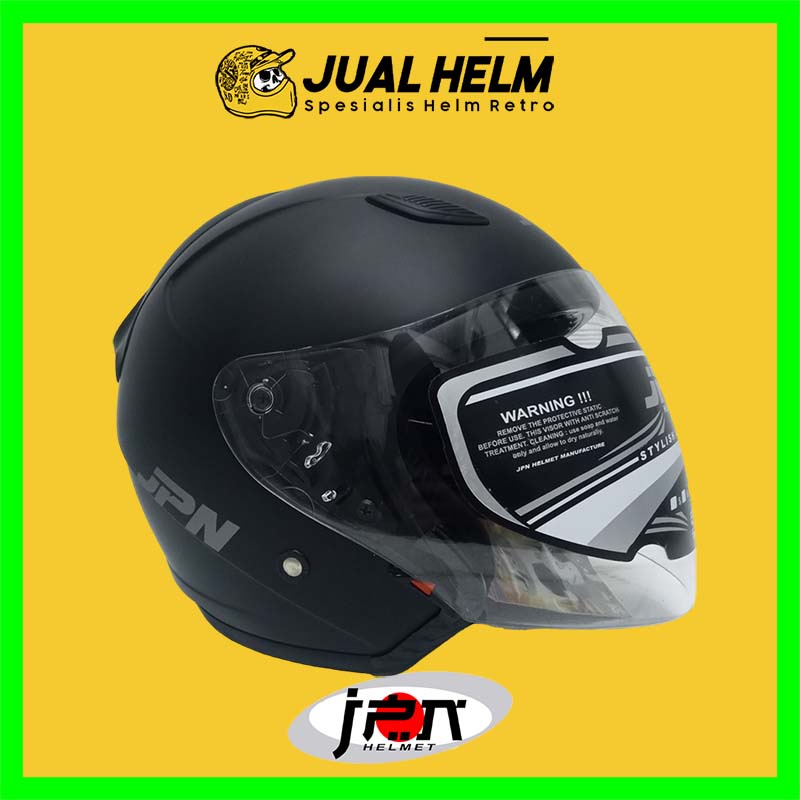 Helm JPN Galaxy Series Solid Black Doff | Helm Half Face Single Visor | JUAL HELM