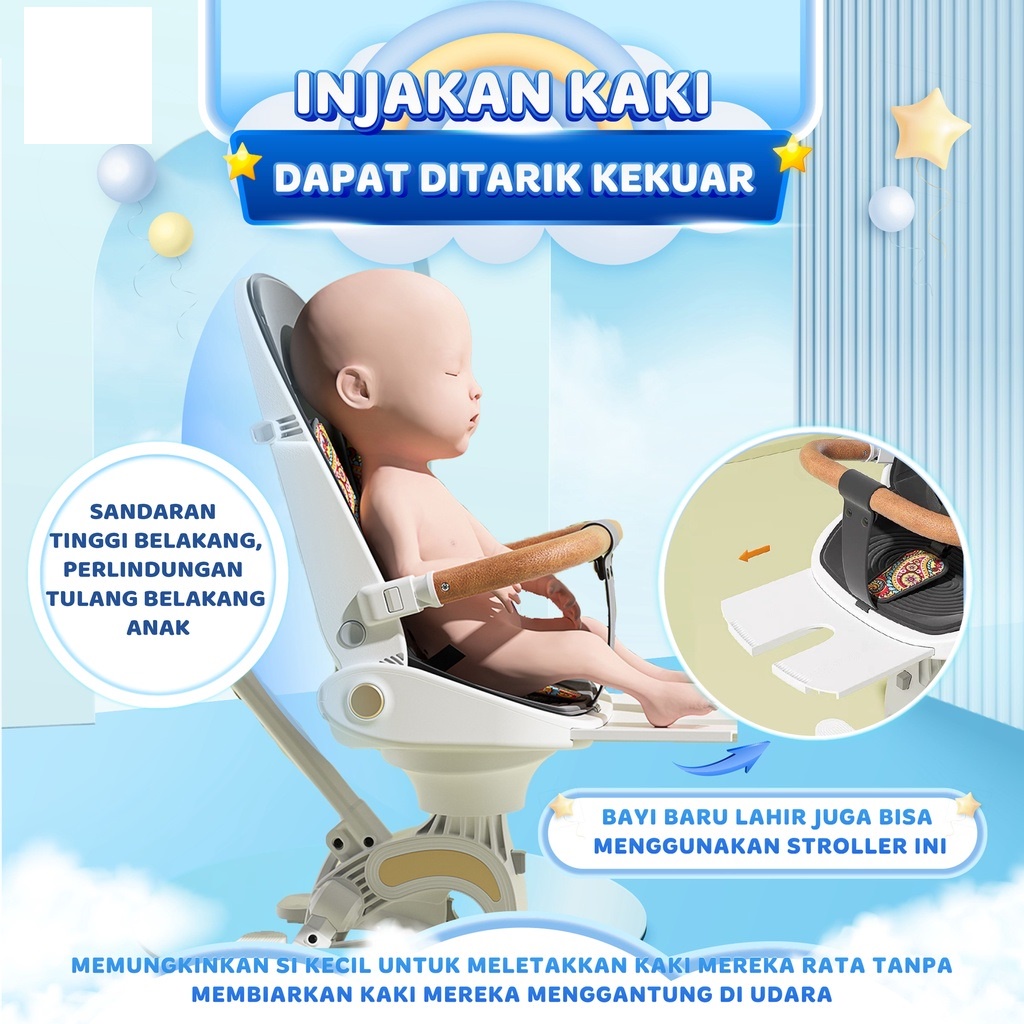 SUPER STROLLER VBABY-LX300 FOR NEW BORN//Kereta Dorong Bayi dan Balita Terbaik//Gratis Tray Makan/ Meja Makan bayi dan Balita