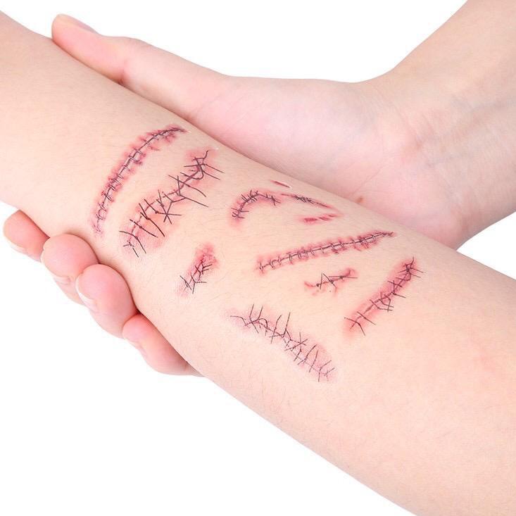 Kualitas Terbaik Tato Luka Hallowen Sticker Tattoo Temporary Luka 3D