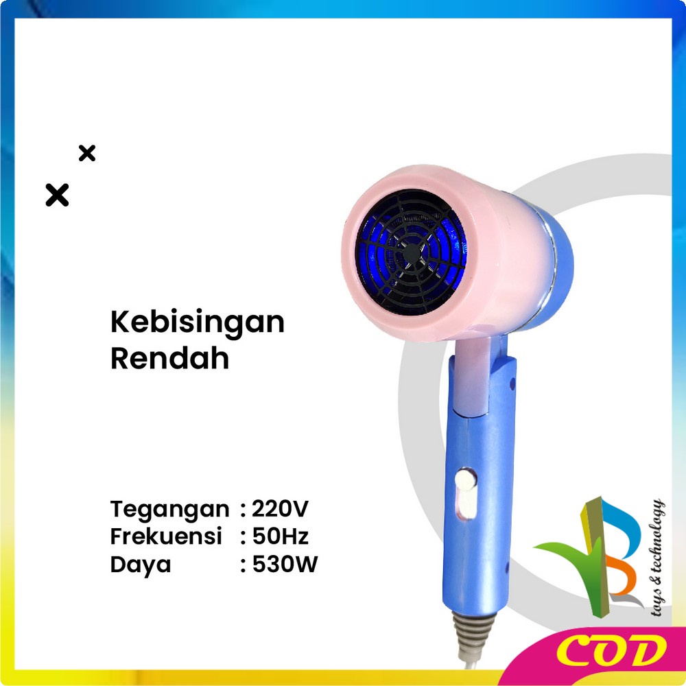 RB-K130 Hair Dryer Pengering Rambut Lipat Dengan Suhu Bisa Diatur Multifungsi / Pengering Rambut Mini / Penata Rambut Salon Kecantikan