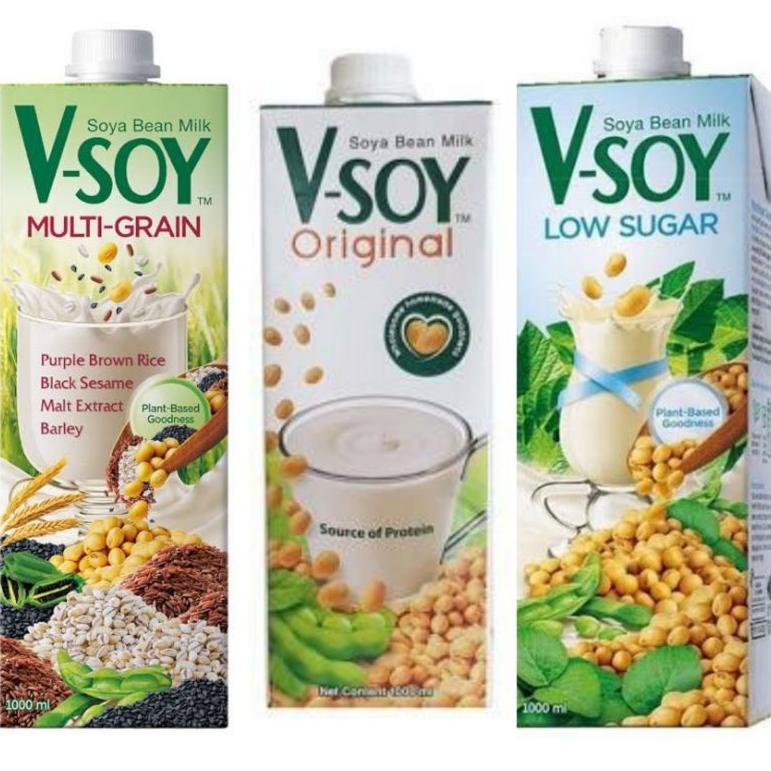 

♠ Vsoy Susu Kedelai Original / Multi Grain | V-soy Soya Milk 1 Liter UHT