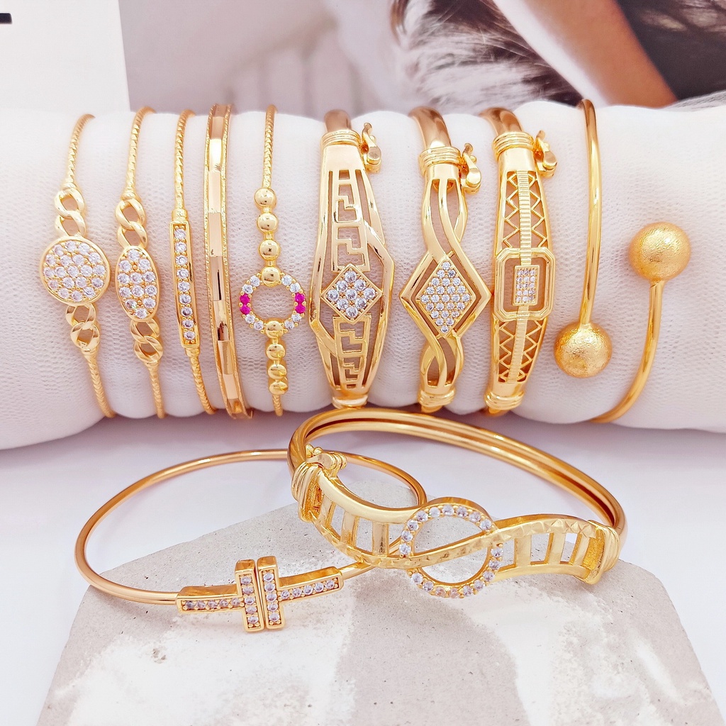 Gelang Bangle Wanita Permata Yaxiya Lapis Emas - BB376