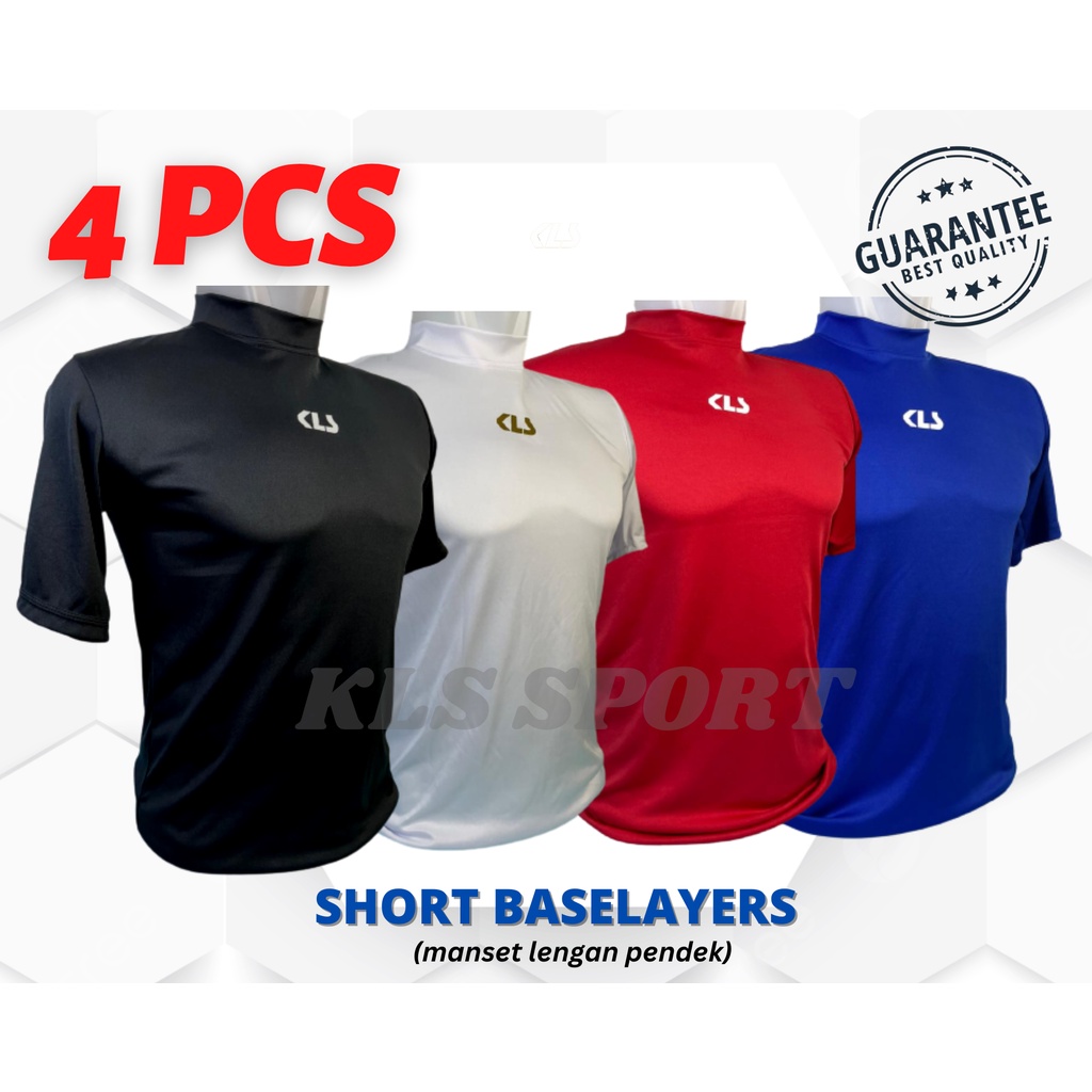 4 pcs Manset Lengan Pendek Baju Olahraga Gym Pria Wanita, Baselayers KLS