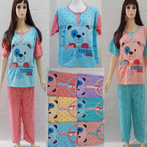 CHEKOUT Piyama Kaos CP Jumbo Bahan Tebal 'Acak' NB 24