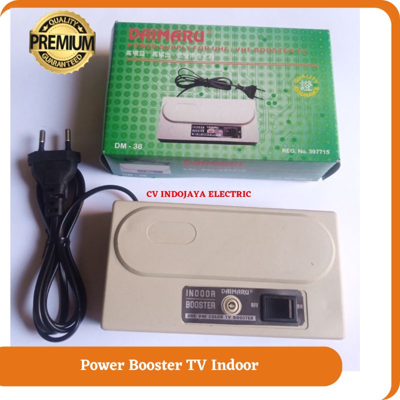 Booster Antena TV Bawah Indoor Murah Berkualitas UHF VHF Daimaru DM38 Power Suplay Booster Tv Digital
