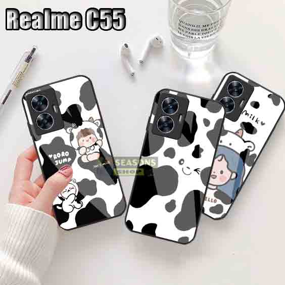 Softcase Realme C55 Terbaru - Softcase Kaca Realme C55 - Softcase Glass Glitter Realme C55 - Softcas