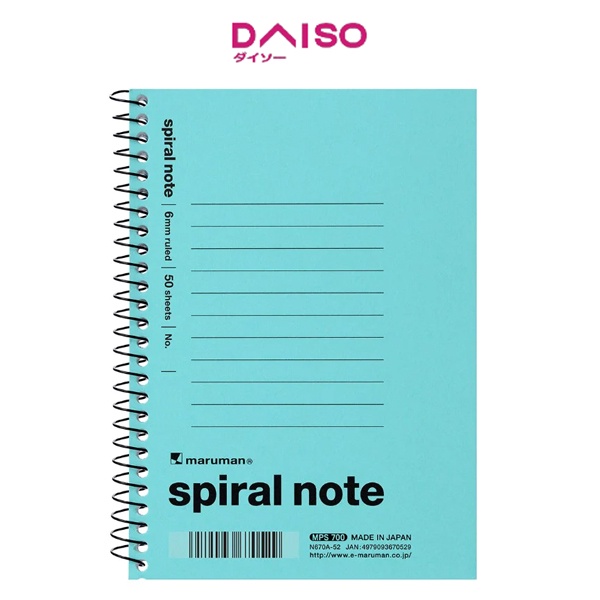 

Daiso A6 Spiral Note 6mm-ruled -Light Blue-
