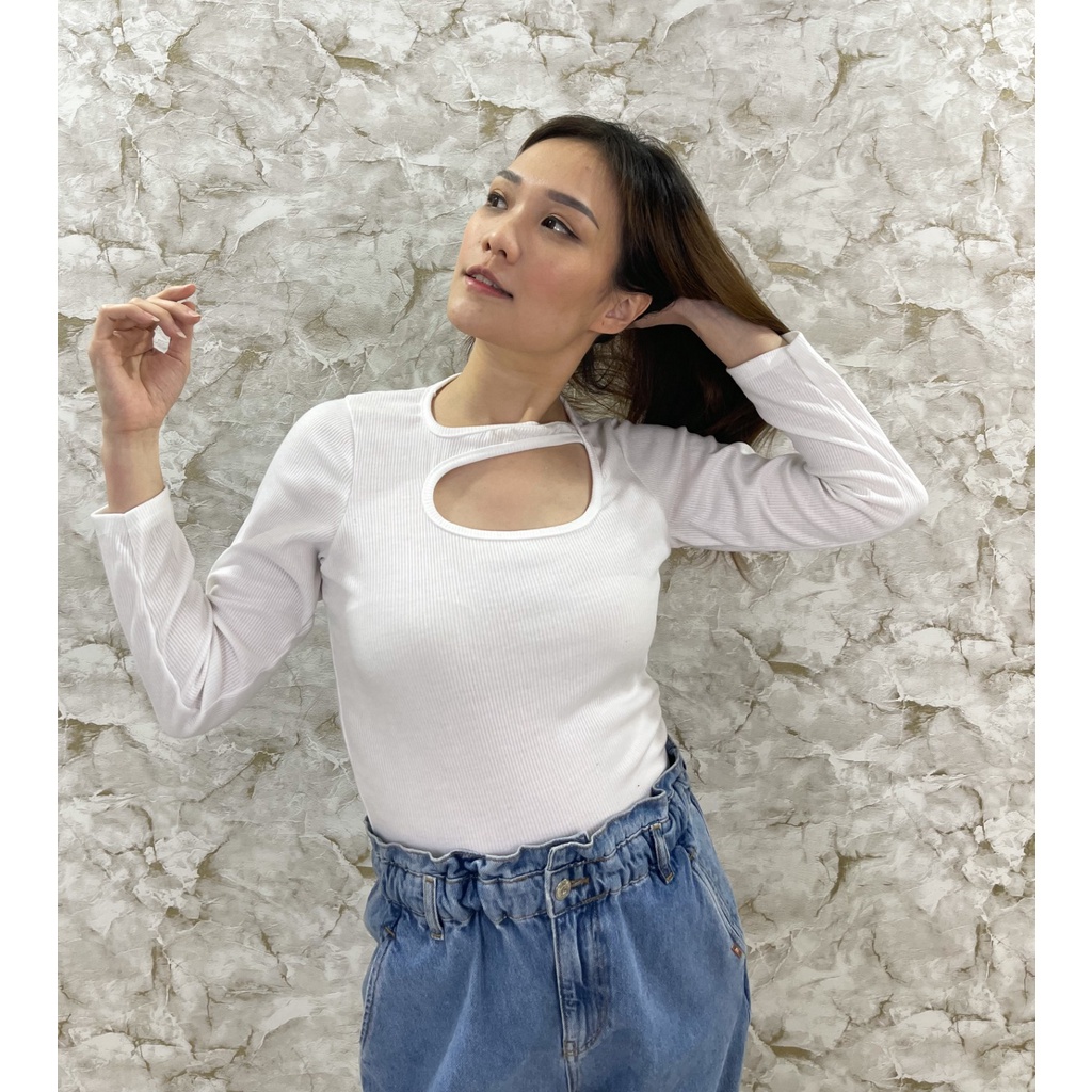 MODAVIE - RACHEL CROP TOP Longsleeve Crop Tee Baju Atasan Lengan Panjang Tarzan Knit Croptop