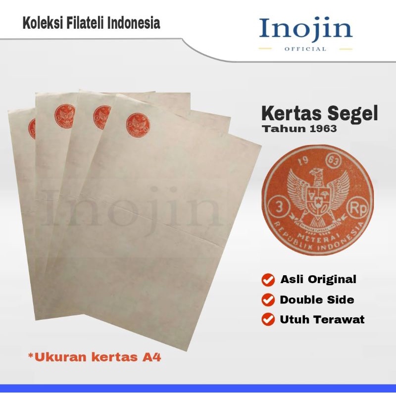 

Kertas Segel Tahun 1963 Double Side Asli Original