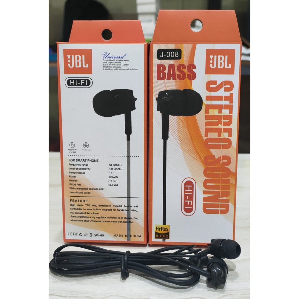 HF / Headset JBL J-008 Stereo Sound Extra Bass Kwalitas Bagus