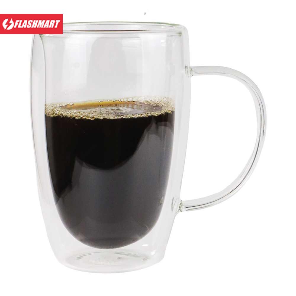 Flashmart Cangkir Kopi Anti Panas Double Wall Round with Handle