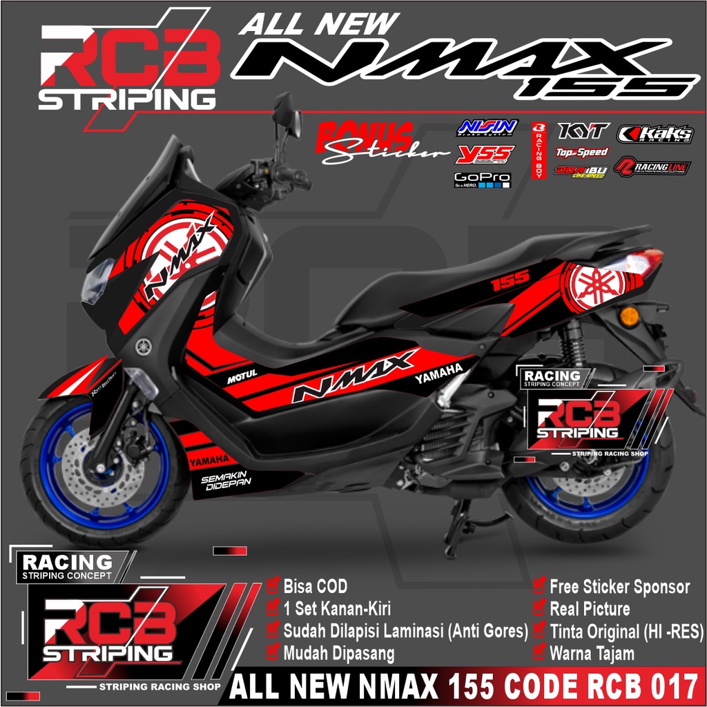 Striping NMAX NEW 2021 - Sticker Striping Variasi list Yamaha NMAX NEW 2020 2021 2022 2023. RCB 017