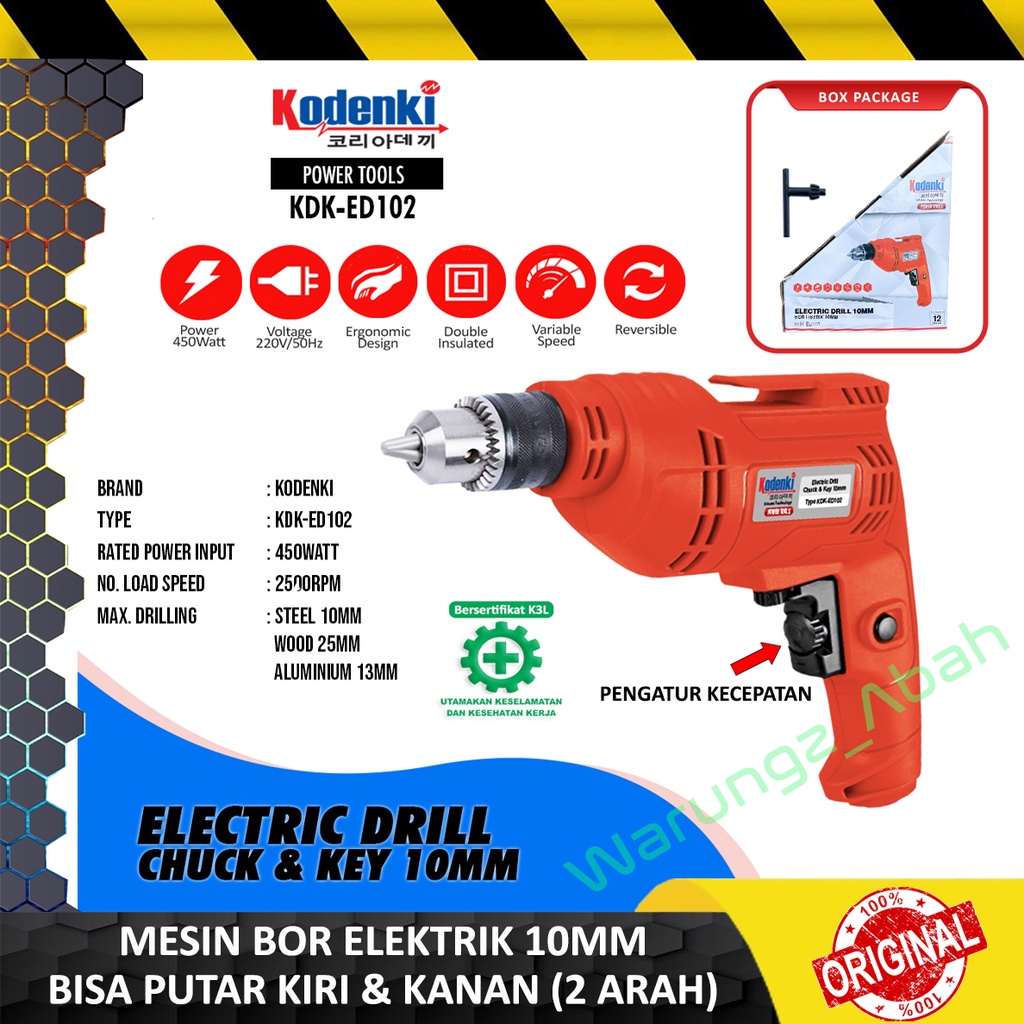 ALAT MESIN BOR TANGAN BESI KAYU LISTRIK BUKA BAUT MUR ROTARY STEEL WOOD ELECTRIC HAND DRILL 10MM 10 