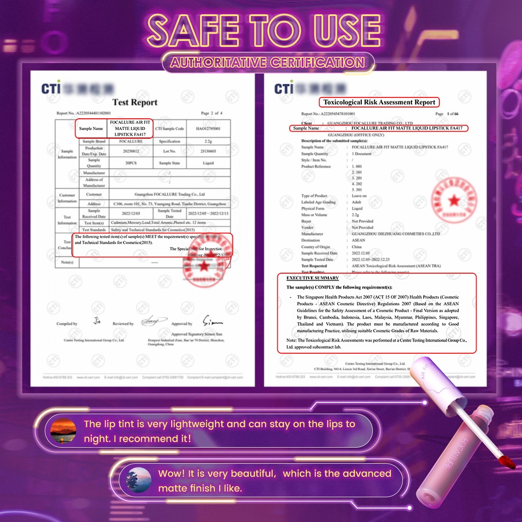 Focallure Airy Fit Matte Liquid Lipstick / Lip Cream / Lip Matte