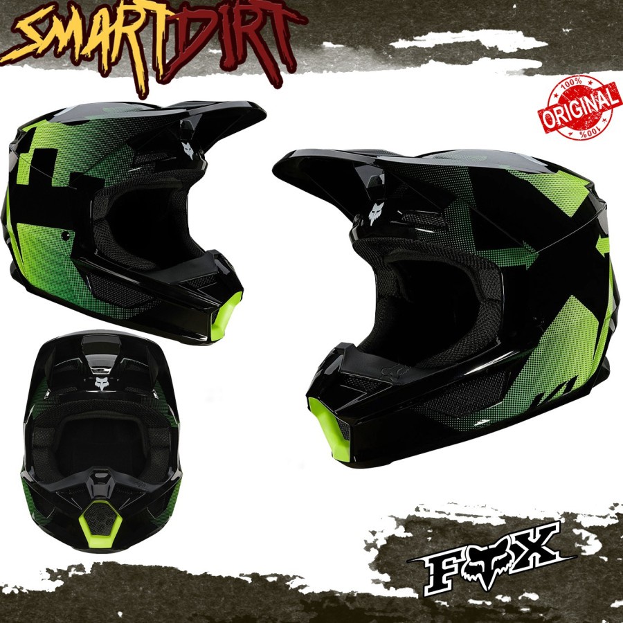 HELM MOTOR FOX V1 TAYZER BLACK HELM CROSS FOX V1 TAYZER ORIGINAL FOX