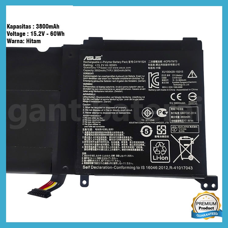 Baterai Asus N501VW-2B G501 G501VW UX501JW C41N1524 Original