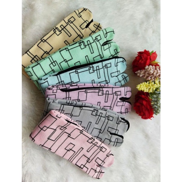 [COD bisa] Motif Abstrak Dewasa  Kaos Kaki Jempol Jari Muslimah Nylon Spandex premium adem lembut padang sumbar mewah murah sumatera barat