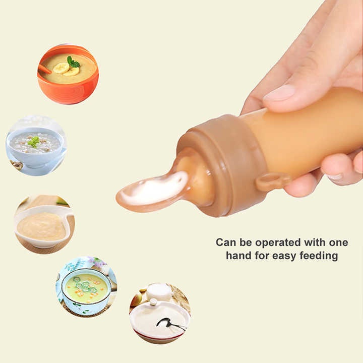 Botol Sendok Makan Bayi MPASI Silikon (Bukan Baby Safe) Bottle Spoon Soft Squeeze -BAYI ONLINE SHOP