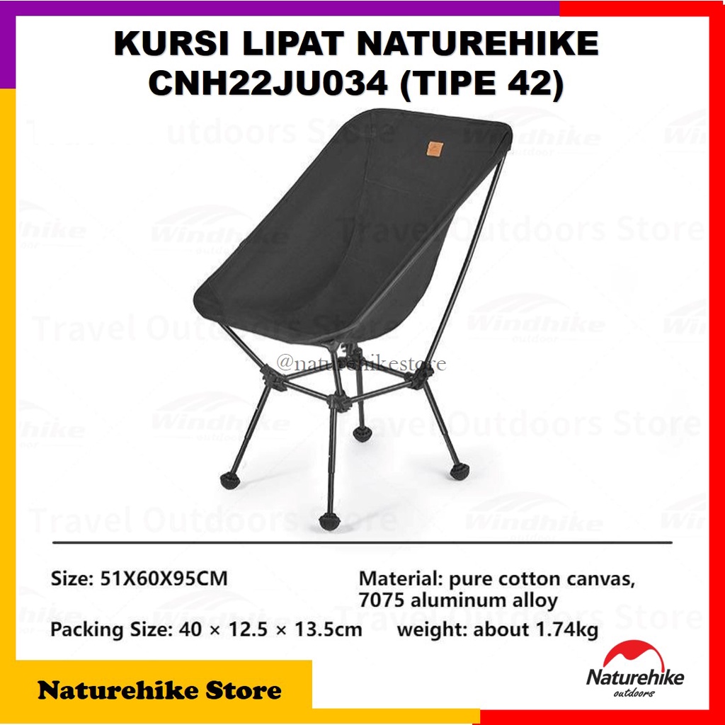 Naturehike Kursi Lipat CNH22JU034 Tipe 42 Alumunium Camping Outdoor Hiking Gunung