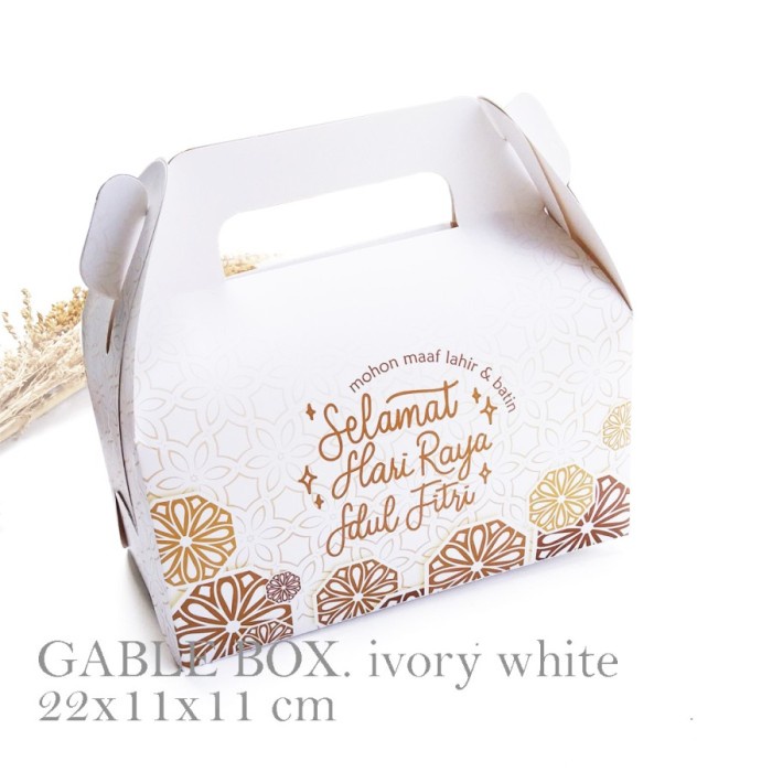 

Gb07I Gable Box Lebaran Ivory 22X11X11 Cm Idul Fitri Hampers Cookies 084