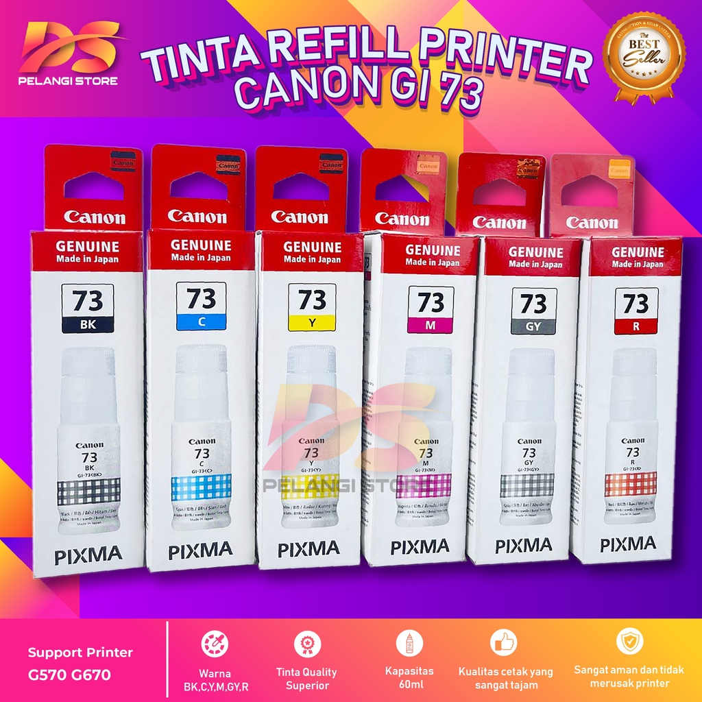 1 SET 6 PCS Tinta Canon Gi 73 Tinta Printer G570 G670