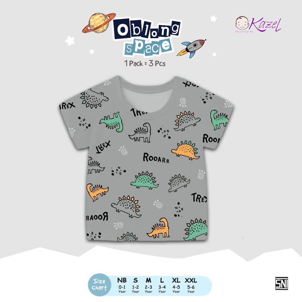 Kazel Tshirt Oblong Tipis Space 0-6 Tahun Kaos Oblong TIPIS / Atasan Sehari Hari Anak Laki Laki CBKS