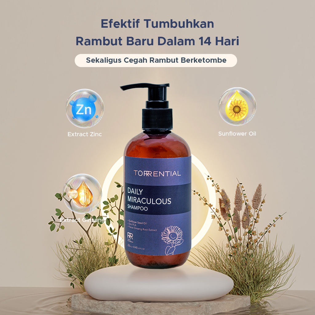 Shampo Shampoo Sampo Sampoo Penumbuh Penyubur Penebal Perawatan Pencegah Rambut Rontok Botak Ketombe Bercabang kering Rusak Uban Torrential daily Miraculous Hair Care Treatment Cepat Ampuh Original BPOM