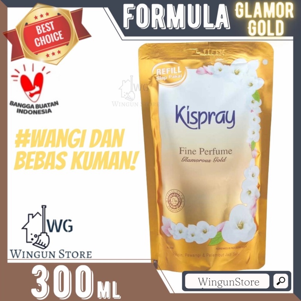 KISPRAY gold refill 300ml sachet pewangi pakaian fine perfume 300 ml