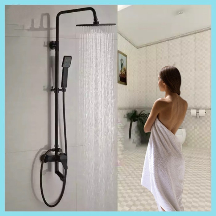 Terlaris Shower Tiang Black Panas Dingin Carlo Fiotini/Shower Set Hitam
