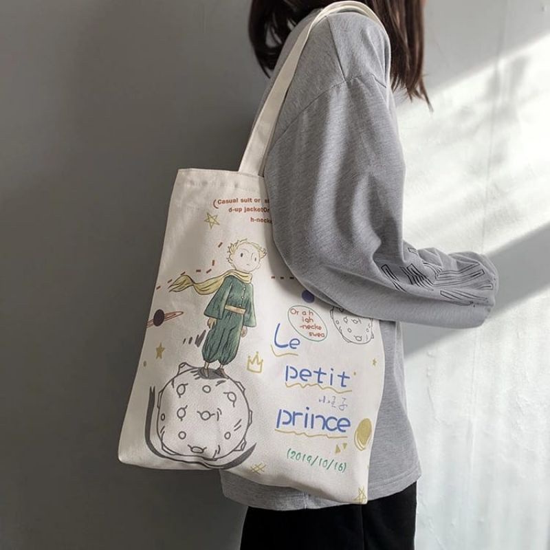 Arifirn Totebag Planet Art Canvas - Premium Tas Totebag Wanita dan Pria