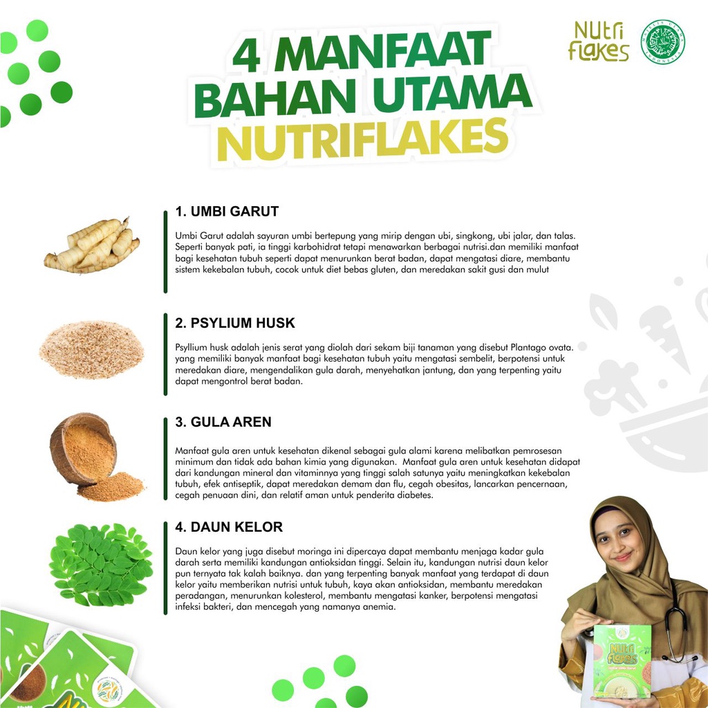 NUTRIFLAKES Minuman Serbuk Umbi Garut Solusi Maag &amp; Asam Lambung Paket 1 Box