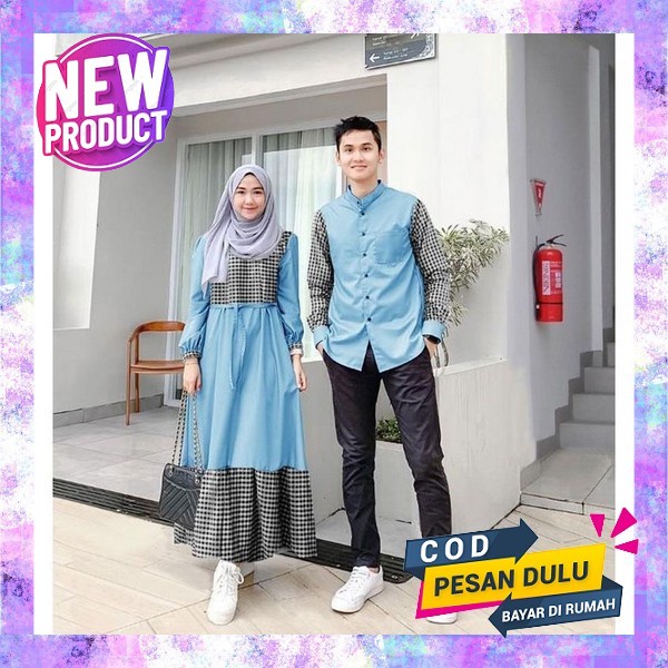 Baju Batik Kapel Gamis Couple Batik Gamis Pasangan Muslim Baju Sarimbit Keluarga Terbaru 2023 Cople 
