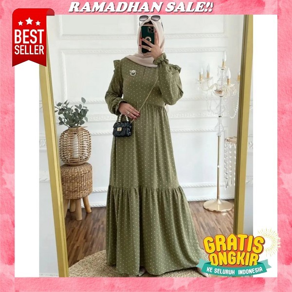 Sasikarana - Ranni Long Dress Bahan Ceruty Babydoll / Baju Gamis Wanita Terbaru 2023 / Dress Wanita 