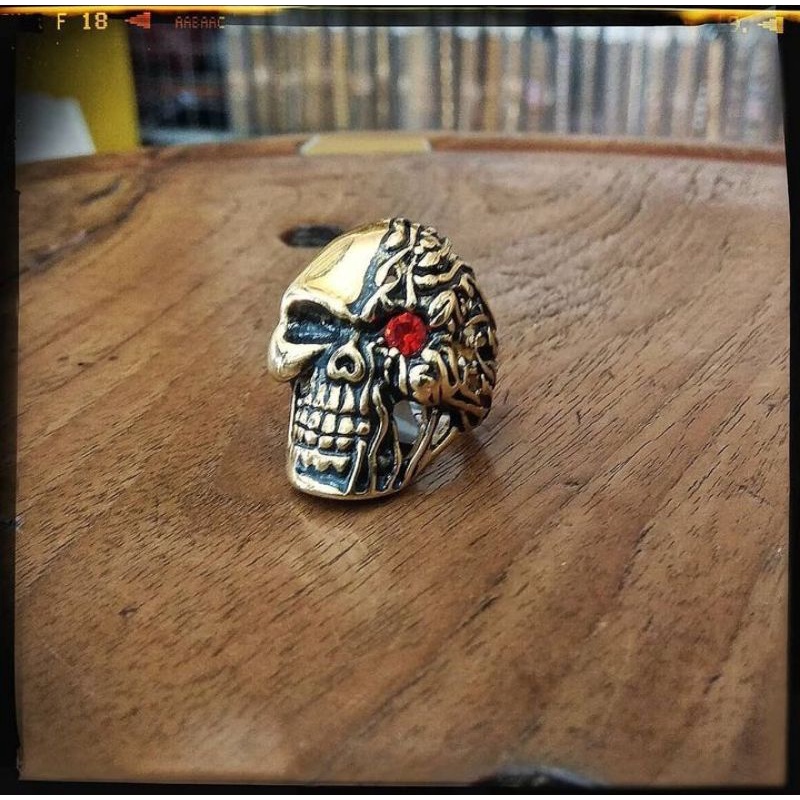 Cincin Titanium Tengkorak Terminator Skull Ring