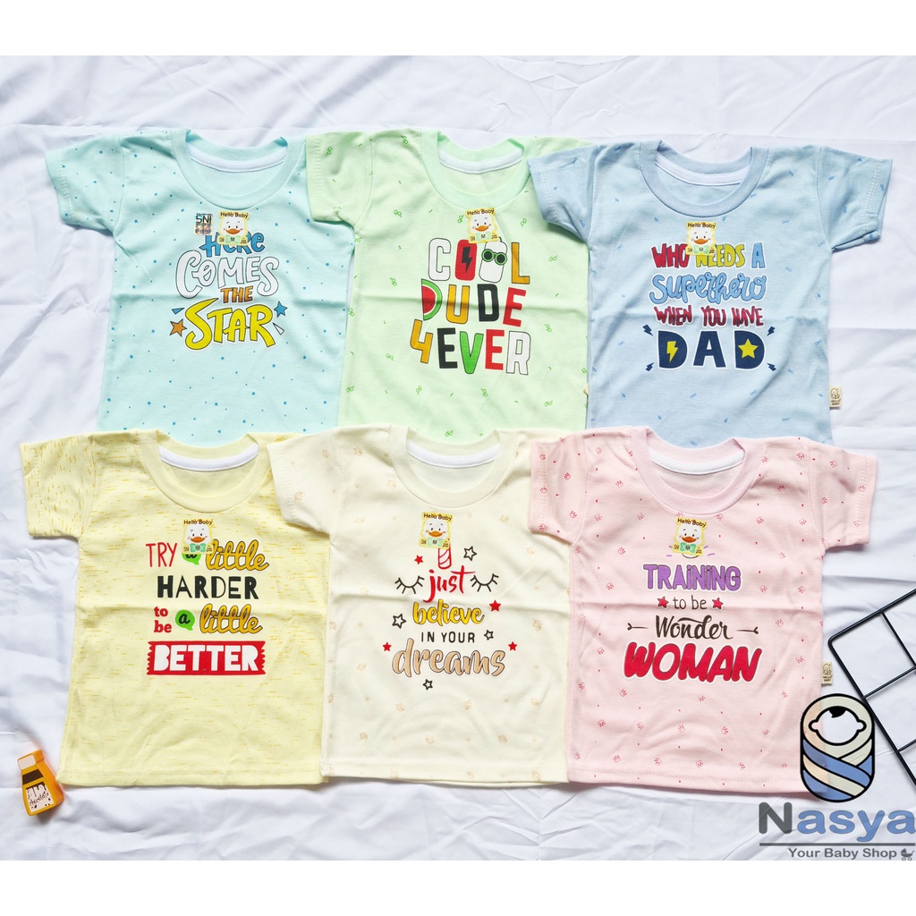 [B-013b] Kaos Anak Hello Baby MURAH - size M