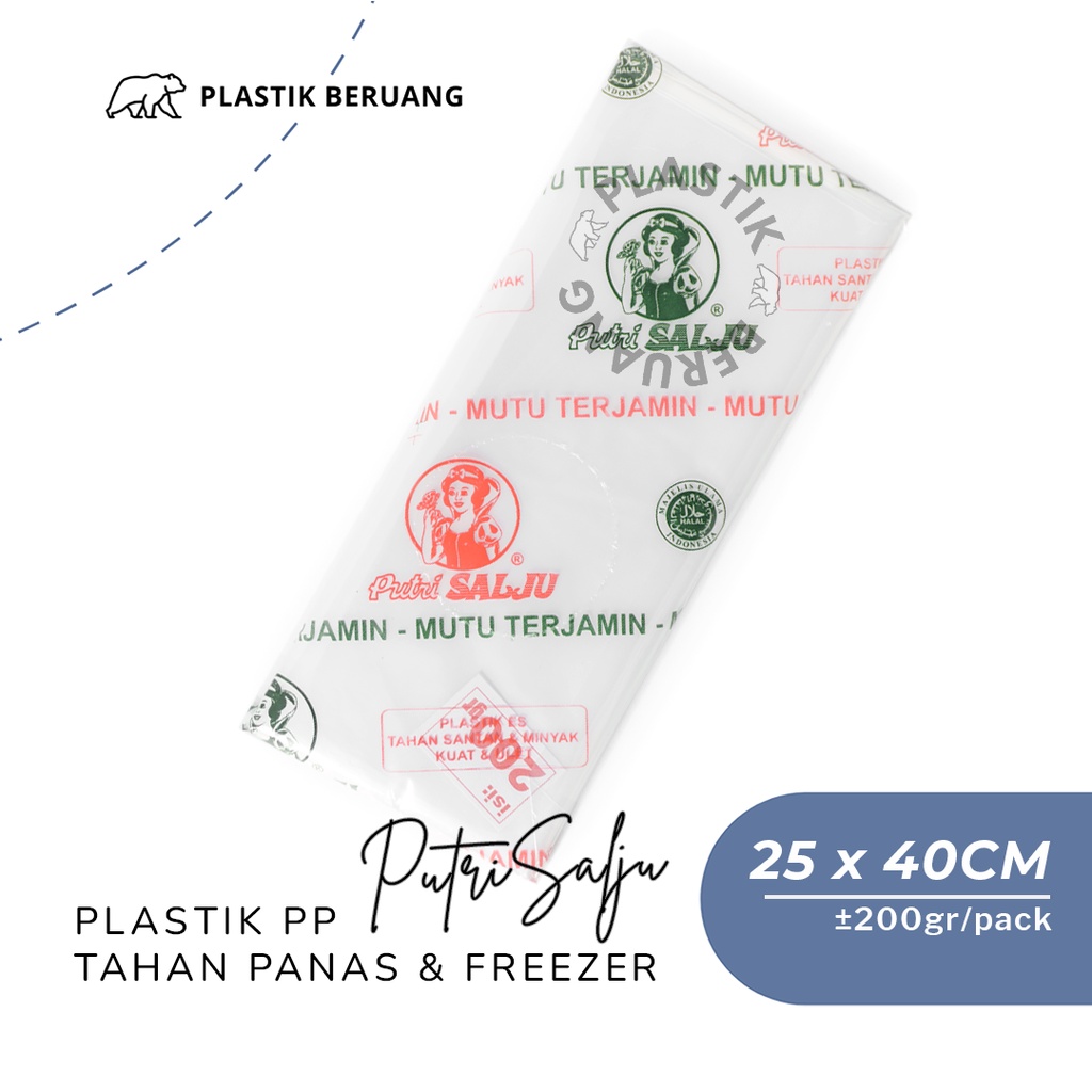 Plastik PE Putri Salju 25 x 40 Isi 200gr Plastik Es 3Kg Plastik Minyak Sayur Gula Pasir Beras Plastik Masakan Berkuah Bahan Makanan Plastik Daging Ikan 25x40