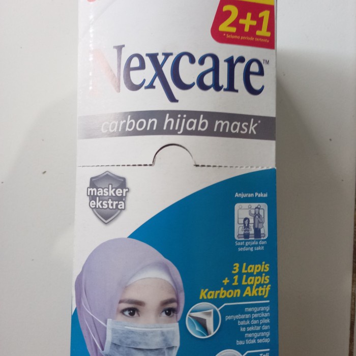 TERLARIS 3M Masker Nexcare Carbon Hijab 4 play isi 2 pc 1 box isi 24 pc