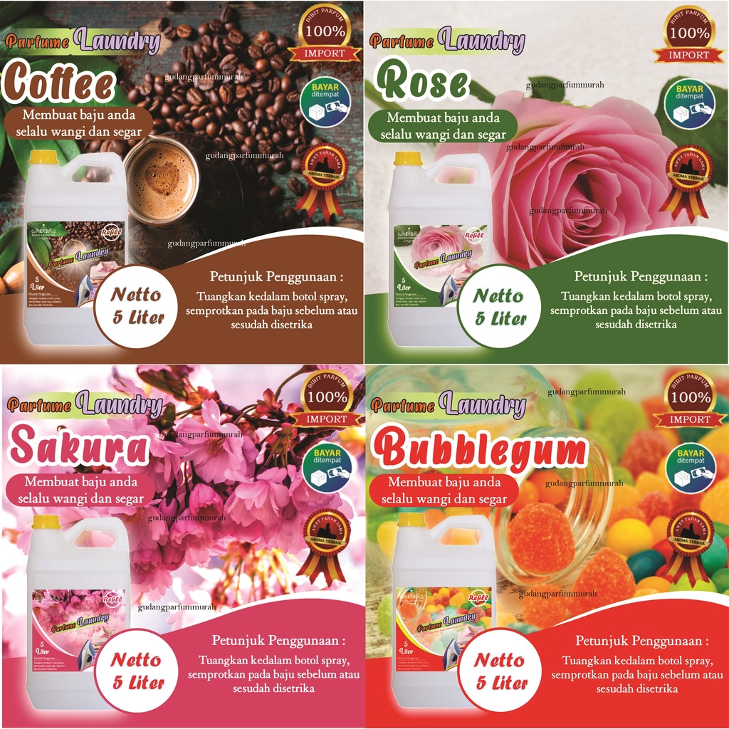 Parfum Laundry  5 Liter Aroma Sakura, Snappy, Lido, Kemasan Refill 5 Liter | Parfum Laundry Berkuali