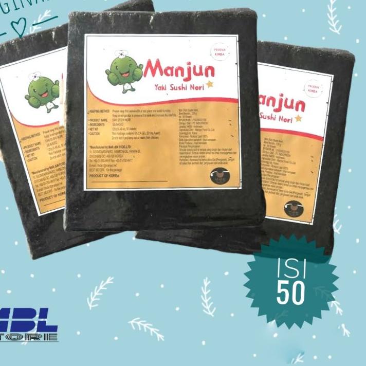 

➱ Manjun Sushi Nori Rumput Laut Seaweed 50 Sheet ♢