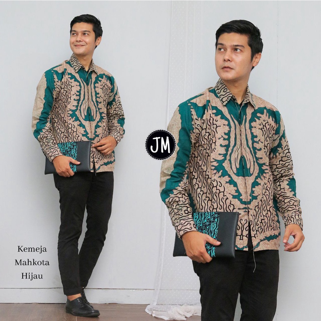 SET BATIK KELUARGA MOTIF MAHKOTA SOGAN HIJAU BOTOL