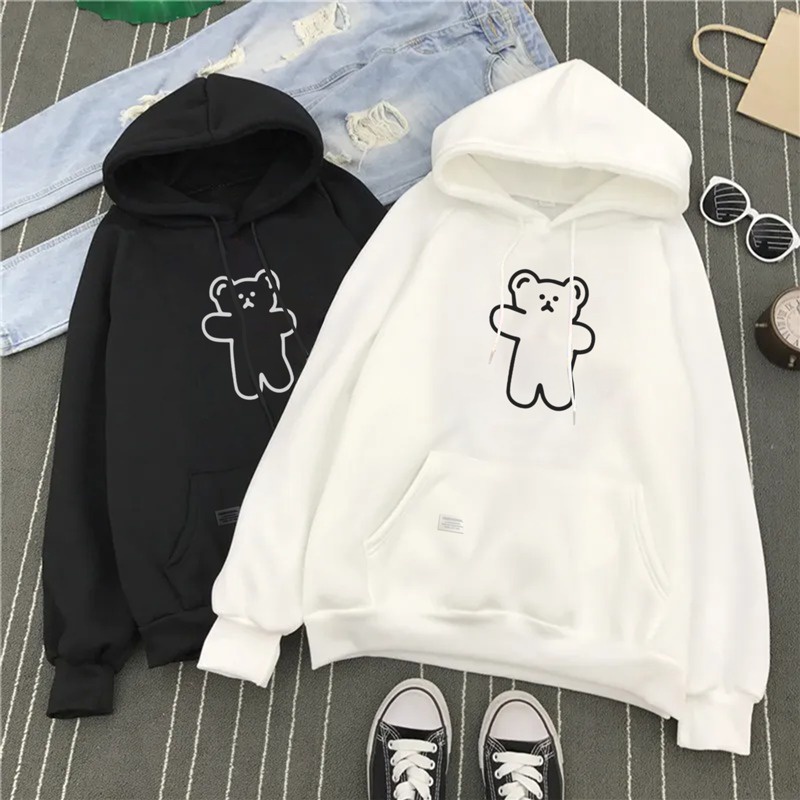 Parisdivarious Sweater Hoodie Jemper Lis Bear Bahan Fleece Size S - XXL (Pria &amp; Wanita)