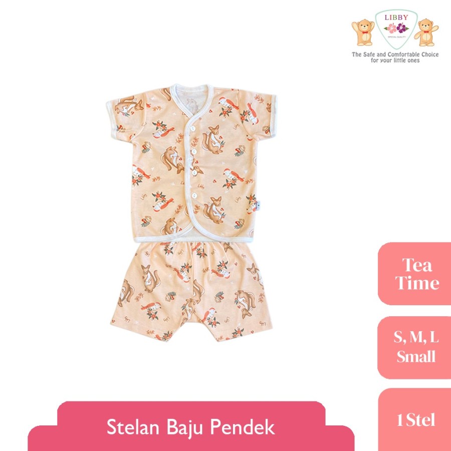 Libby Stelan Pendek Kancing Depan Motif Tea Time