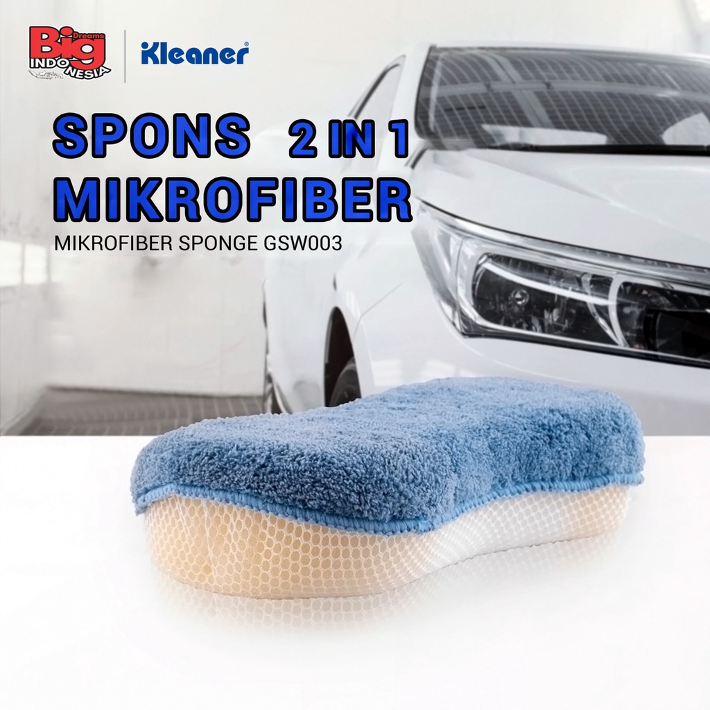 Spons Pembersih Cuci Mobil 1 Pcs Microfiber Sponge Serbaguna Kleaner GSW003