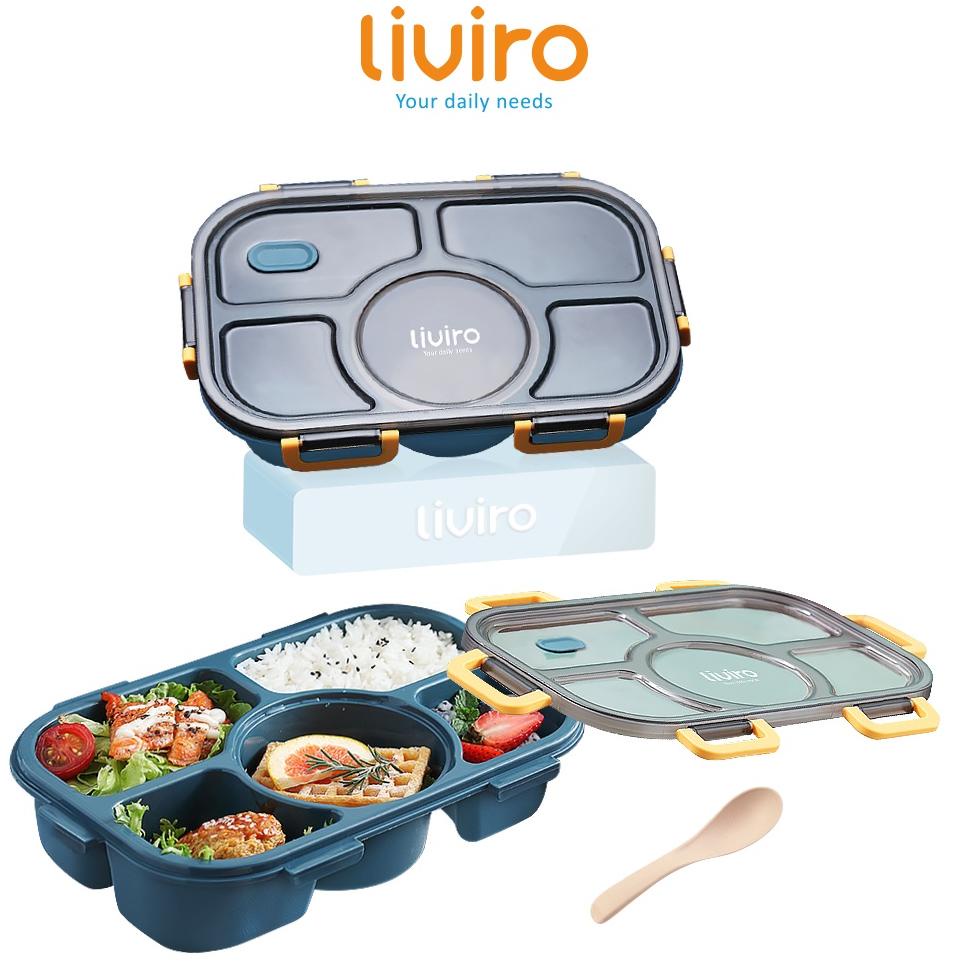 LANGSUNG KIRIM liviro Kotak Makan Lunchbox Tempat Makan Degen 5 Grid 1400 ml itas Besar Anti Tumpah 