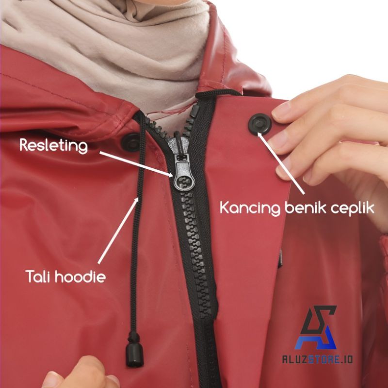 RAINCOAT, Jas Hujan AKULA Pria Wanita Terbaik Bahan PVC 0,25  Anti Rembes Hitam