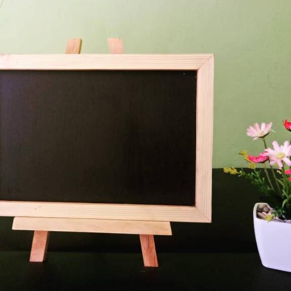 

♫ 20x30cm Standing mini chalkboard Set standing papan tulis kapur wood tripod easel ♢