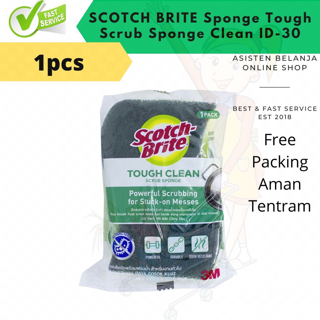 3M SCOTCH BRITE Tough Clean Scrub Sponge ID-30 ID30 Sabut Spons Pencuci Piring 1 Pcs 1pc